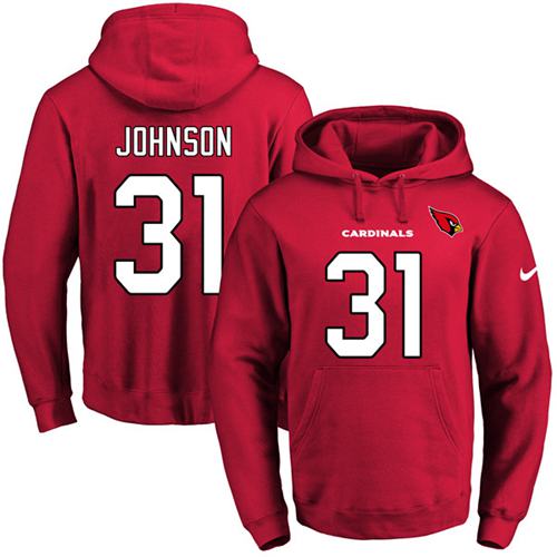 Nike Cardinals 31 David Johnson Red Men's Pullover Hoodie