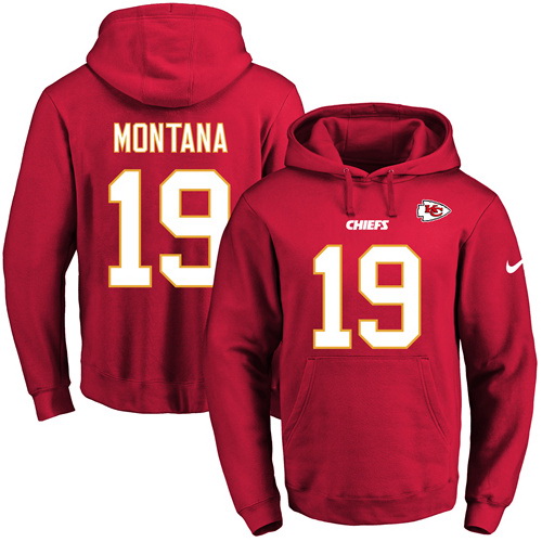 Nike Chiefs 19 Joe Montana Red Men's Pullover Hoodie