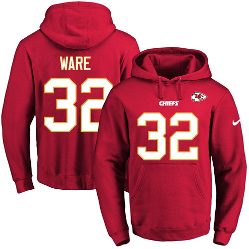 Nike Chiefs 32 Spencer Ware Red Men's Pullover Hoodie - Click Image to Close