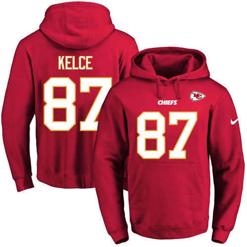 Nike Chiefs 87 Travis Kelce Red Men's Pullover Hoodie