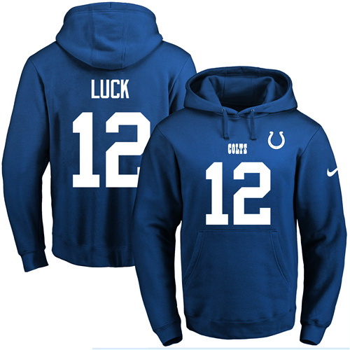 Nike Colts 12 Andrew Luck Blue Men's Pullover Hoodie