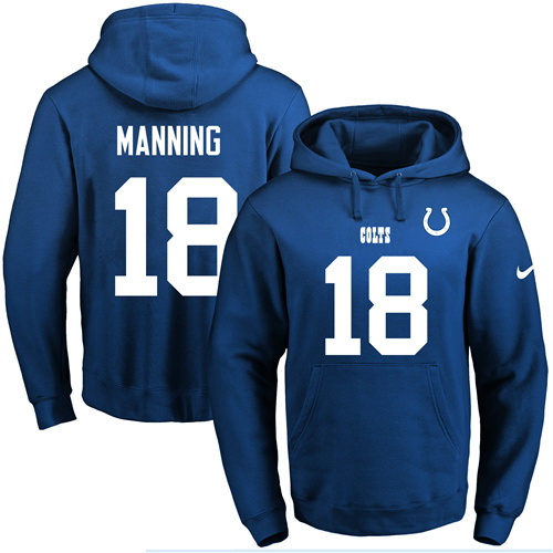 Nike Colts 18 Peyton Manning Blue Men's Pullover Hoodie