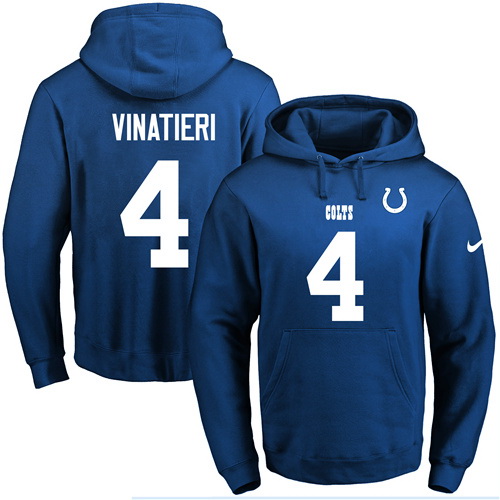 Nike Colts 4 Adam Vinatieri Blue Men's Pullover Hoodie