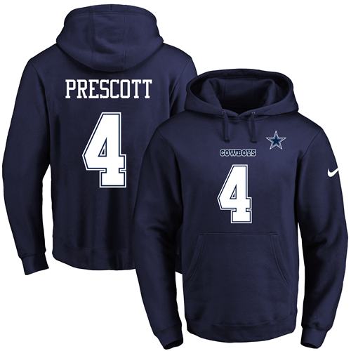 Nike Cowboys 4 Dak Prescott Navy Men's Pullover Hoodie
