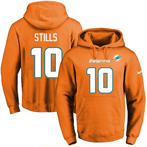 Nike Dolphins 10 Kenny Stills Orange Men's Pullover Hoodie