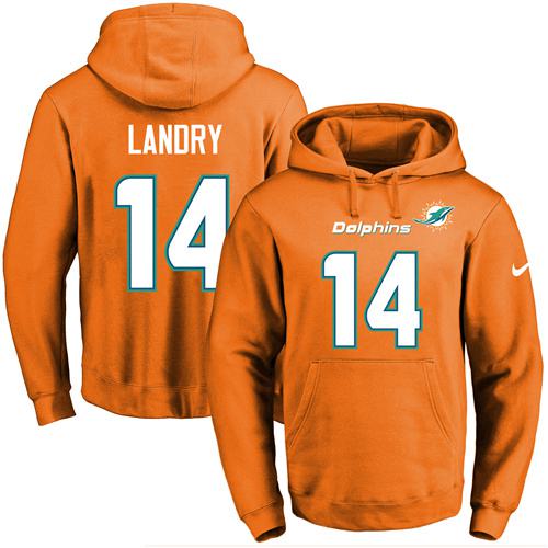 Nike Dolphins 14 Jarvis Landry Orange Men's Pullover Hoodie