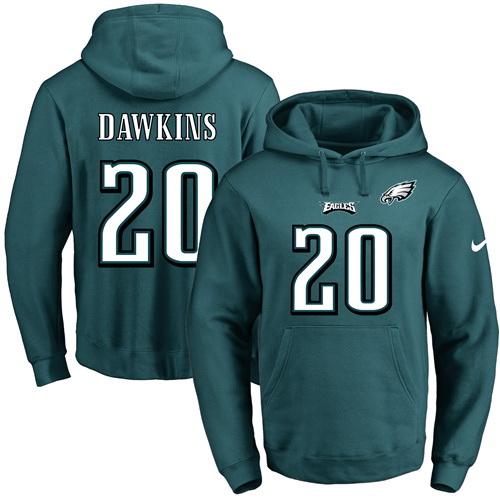 Nike Eagles 20 Brian Dawkins Green Men's Pullover Hoodie