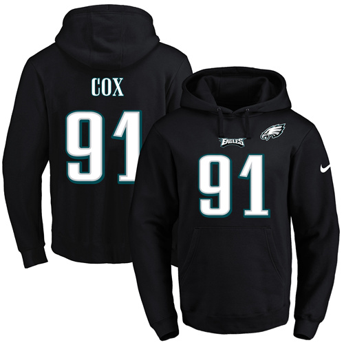 Nike Eagles 91 Fletcher Cox Black Men's Pullover Hoodie