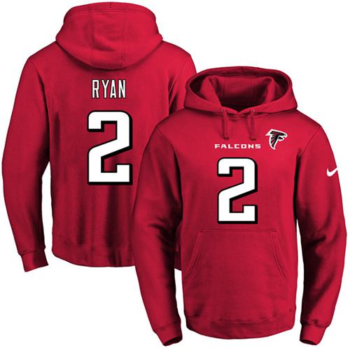 Nike Falcons 2 Matt Ryan Red Men's Pullover Hoodie