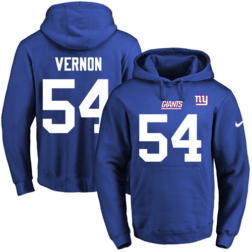 Nike Giants 54 Olivier Vernon Blue Men's Pullover Hoodie - Click Image to Close