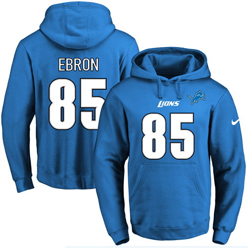 Nike Lions 85 Eric Ebron Blue Men's Pullover Hoodie