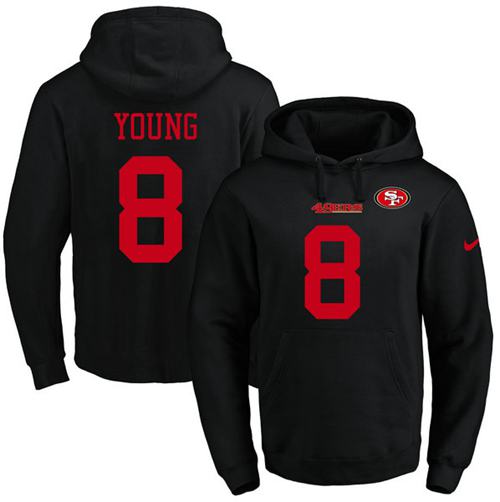 Nike 49ers 8 Steve Young Black Men's Pullover Hoodie