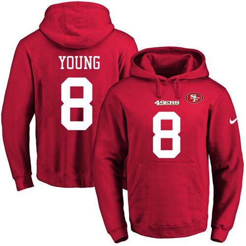 Nike 49ers 8 Steve Young Red Men's Pullover Hoodie