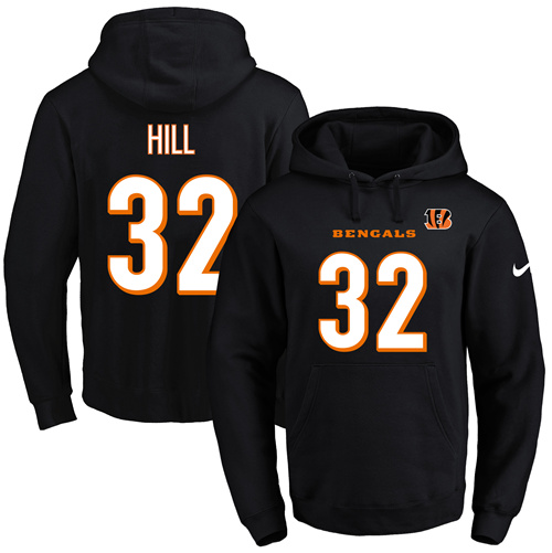 Nike Bengals 32 Jeremy Hill Black Men's Pullover Hoodie
