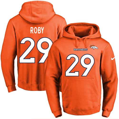 Nike Broncos 29 Bradley Roby Orange Men's Pullover Hoodie