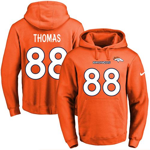 Nike Broncos 88 Demaryius Thomas Orange Men's Pullover Hoodie
