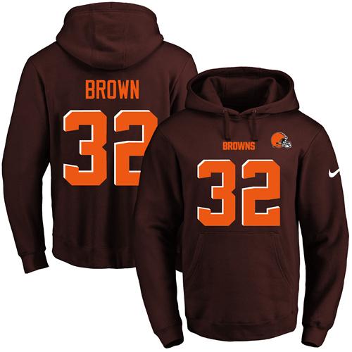 Nike Browns 32 Jim Brown Brown Men's Pullover Hoodie
