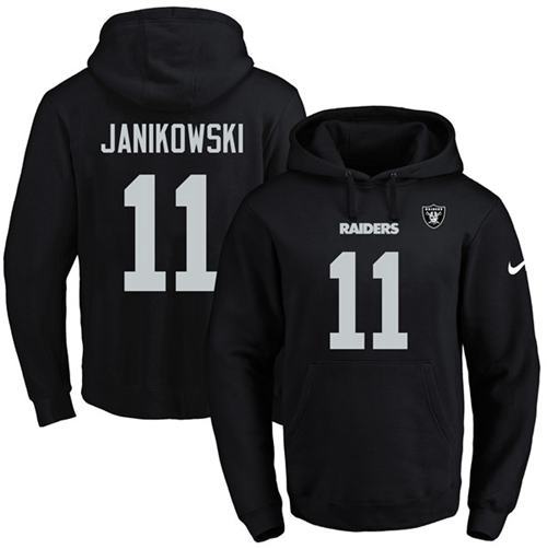 Nike Raiders 11 Sebastian Janikowski Black Men's Pullover Hoodie