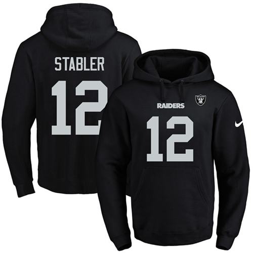 Nike Raiders 12 Ken Stabler Black Men's Pullover Hoodie