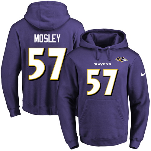 Nike Ravens 57 C.J. Mosely Purple Men's Pullover Hoodie