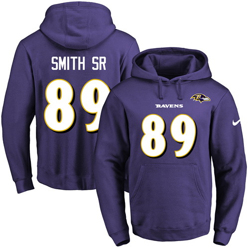 Nike Ravens 89 Steve Smith Sr Purple Men's Pullover Hoodie