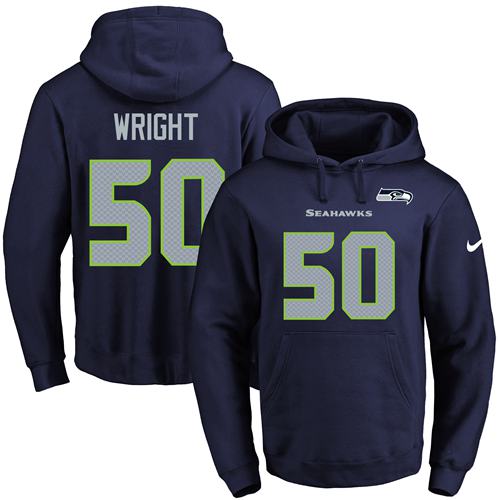 Nike Seahawks 50 K.J. Wright Navy Men's Pullover Hoodie