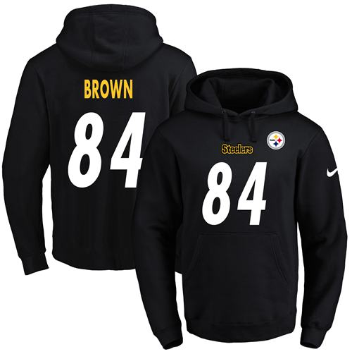 Nike Steelers 84 Antonio Brown Black Men's Pullover Hoodie