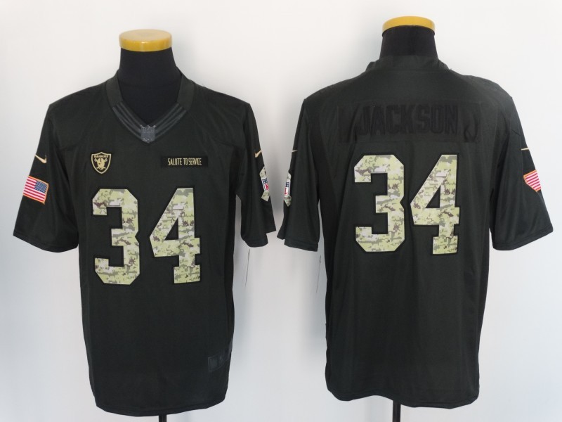 Nike Raiders 34 Bo Jackson Anthracite Salute to Service Limited Jersey