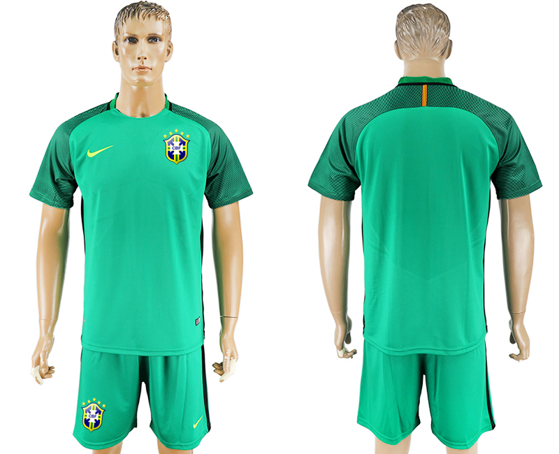 2016-17 Brazil Green Goalkeeper Soccer Jersey