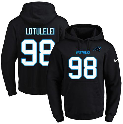 Nike Panthers 98 Star Lotulelei Black Men's Pullover Hoodie