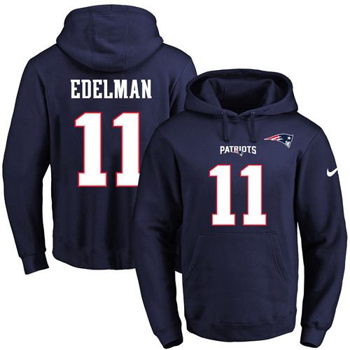 Nike Patriots 11 Julian Edelman Navy Men's Pullover Hoodie