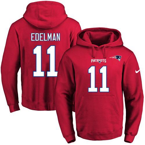 Nike Patriots 11 Julian Edelman Red Men's Pullover Hoodie