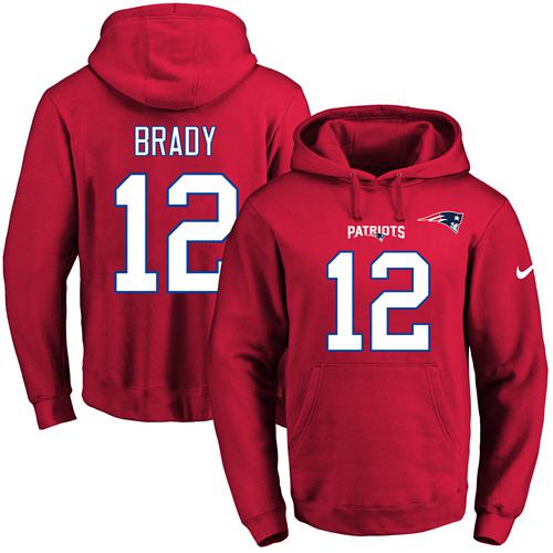 Nike Patriots 12 Tom Brady Red Men's Pullover Hoodie Nike Patriots 12 Tom Brady Red Men's Pullover Hoodie