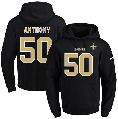 Nike Saints 50 Stephone Anthony Black Men's Pullover Hoodie