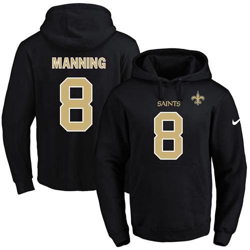 Nike Saints 8 Archie Manning Black Men's Pullover Hoodie