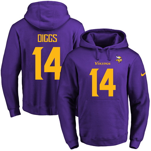 Nike Vikings 14 Stefon Diggs Purple Men's Pullover Hoodie