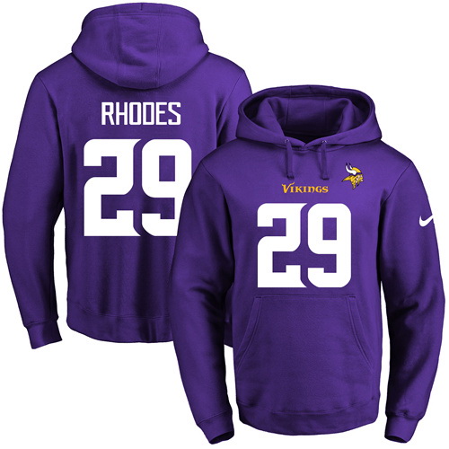 Nike Vikings 29 Xavier Rhodes Purple Men's Pullover Hoodie2