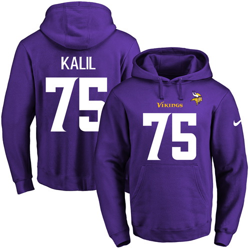 Nike Vikings 75 Matt Kalil Purple Men's Pullover Hoodie2