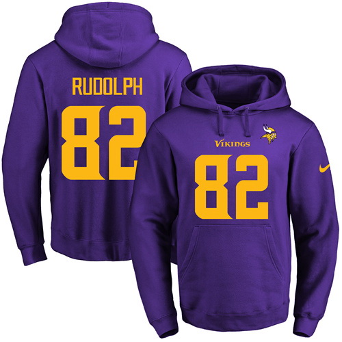 Nike Vikings 82 Kyle Rudolph Purple Men's Pullover Hoodie - Click Image to Close