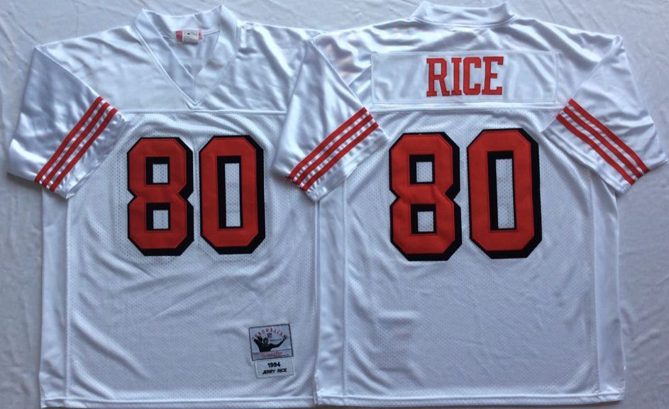 49ers 80 Jerry Rice White 75th Throwback Jersey