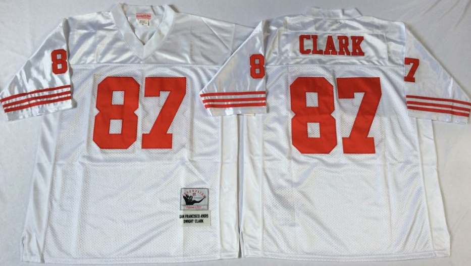49ers 87 Dwight Clark White Throwback Jersey