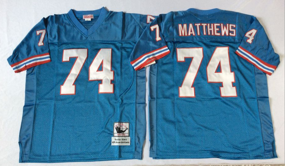 Oilers 74 Bruce Matthews Blue Throwback Jersey Oilers 74 Bruce Matthews Blue Throwback Jersey