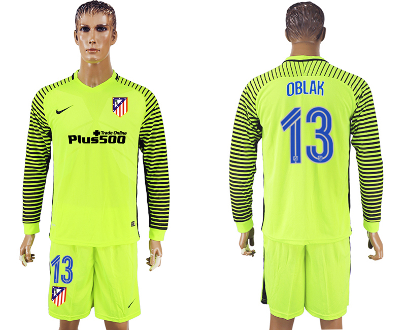 2016-17 Atletico Madrid 13 OBLAK Goalkeeper Long Sleeve Soccer Jersey