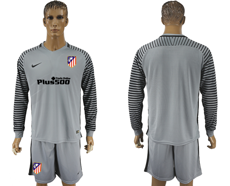 2016-17 Atletico Madrid Grey Goalkeeper Long Sleeve Soccer Jersey