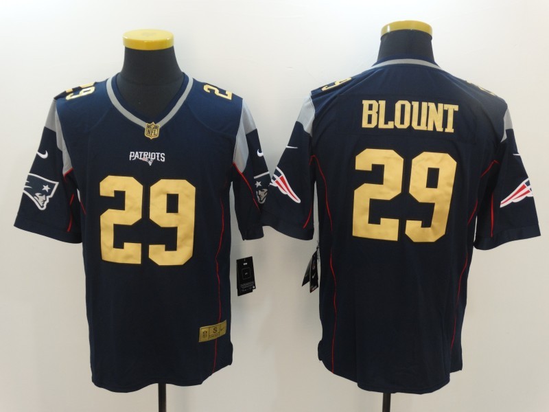 Nike Patriots 29 LeGarrette Blount Navy Gold Limited Jersey