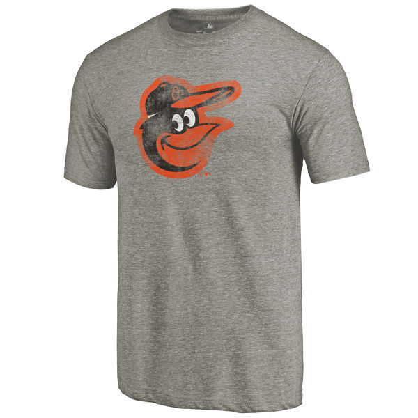 Baltimore Orioles Distressed Team Tri Blend T-Shirt Ash