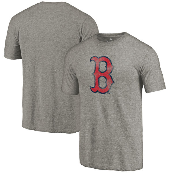 Boston Red Sox Distressed Team Tri Blend T-Shirt Heathered Gray