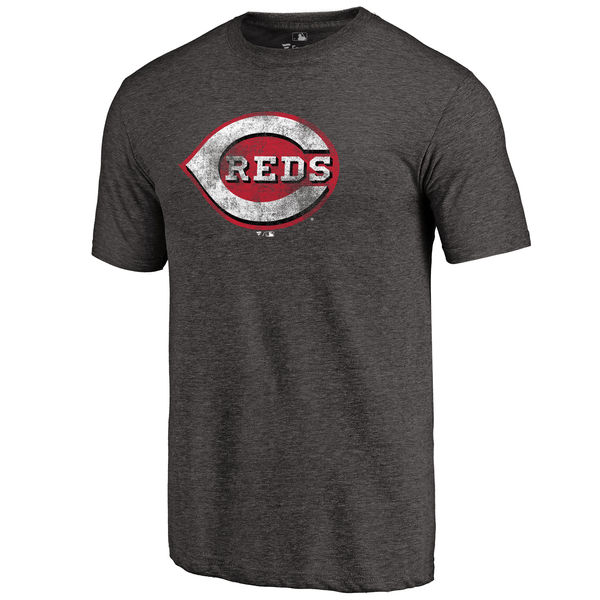 Cincinnati Reds Distressed Team Tri Blend T-Shirt Black