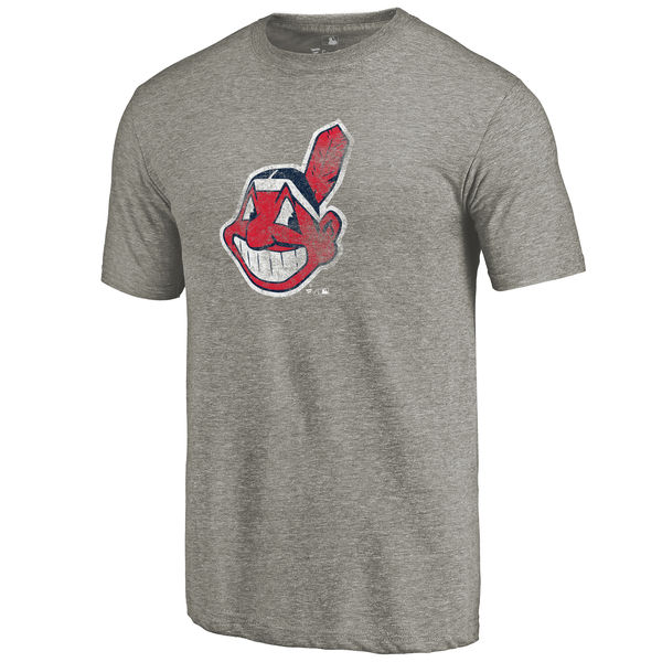 Cleveland Indians Distressed Team Tri Blend T-Shirt Ash