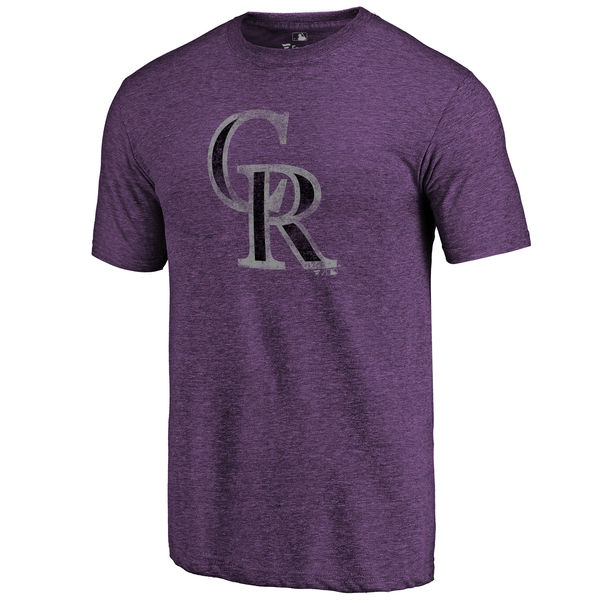 Colorado Rockies Distressed Team Tri Blend T-Shirt Purple